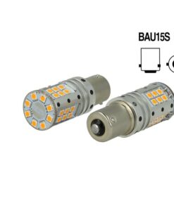 Lampada Led BAU15S PY21W Canbus 12V 25W Reale Arancione Piedi Storti Per Frecce No Errore 32 Smd 3030
