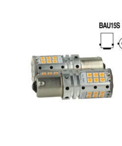 Lampada Led BAU15S PY21W Canbus 12V 25W Reale Arancione Piedi Storti Per Frecce No Errore 32 Smd 3030