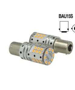 Lampada Led BAU15S PY21W Canbus 12V 25W Reale Arancione Piedi Storti Per Frecce No Errore 32 Smd 3030