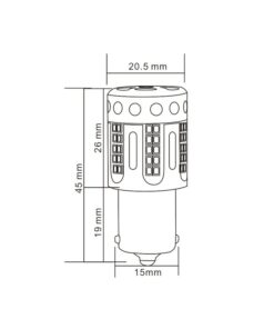 Lampada Led 1156 BAU15S PY21W 100% Canbus 12V 21W Effettiva Arancione Piedi Storti Con Ventola In Testa