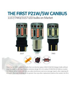 Lampada Led 1156 BAU15S PY21W 100% Canbus 12V 21W Effettiva Arancione Piedi Storti Con Ventola In Testa