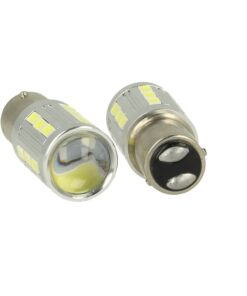 Lampada Led BAZ15D 1157 P21/4W 12V 24V 21 Smd 5730 Super Bianco Luminoso Piedi Storti Asimmetrica