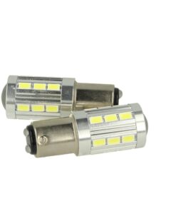 Lampada Led BAZ15D 1157 P21/4W 12V 24V 21 Smd 5730 Super Bianco Luminoso Piedi Storti Asimmetrica