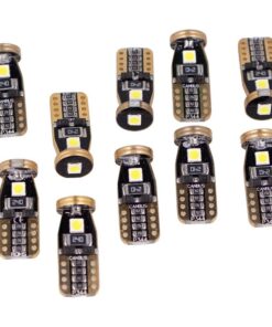 10x Lampade LED T10 W5W Canbus 12V Bianco 6000K con Leva Smontaggio Antigraffio