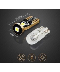 10x Lampade LED T10 W5W Canbus 12V Bianco 6000K con Leva Smontaggio Antigraffio