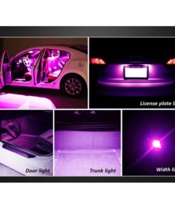 10 Lampada Led T10 W5W Canbus 12V 3 SMD 3030 Pink Rosa + Leva Rimozione Antigraffio