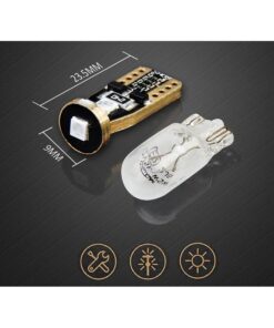 10 Lampada Led T10 W5W Canbus 12V 3 SMD 3030 Rosso + Leva Rimozione Antigraffio