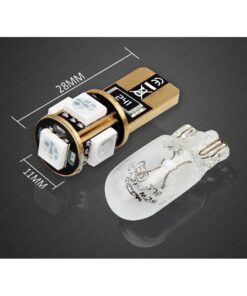 10 Lampada Led T10 W5W Canbus 12V 5 SMD 5050 Rosso + Leva Rimozione Antigraffio