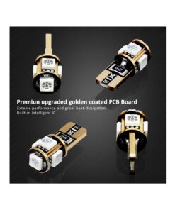 10 Lampada Led T10 W5W Canbus 12V 5 SMD 5050 Rosso + Leva Rimozione Antigraffio