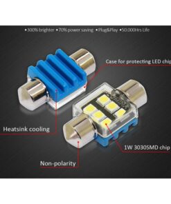 4 Lampade LED T11 Canbus 31mm 12V 2W con 6 SMD 3030 Bianco 6000K No Polarità