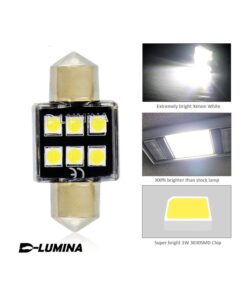 4 Lampade LED T11 Canbus 31mm 12V 2W con 6 SMD 3030 Bianco 6000K No Polarità