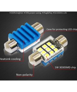 4 Lampade LED T11 Canbus 36mm 12V 2W con 6 SMD 3030 Bianco 6000K No Polarità