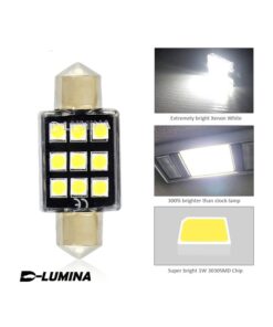 4 Lampade LED T11 Canbus 36mm 12V 2W con 6 SMD 3030 Bianco 6000K No Polarità