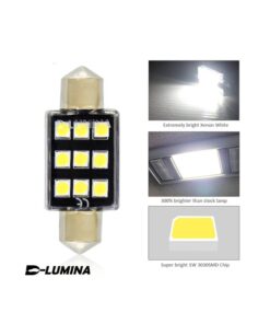4 Lampade LED T11 Canbus 41mm 12V 2W con 6 SMD 3030 Bianco 6000K No Polarità