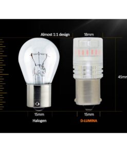 Alternative view of Lampada Led 1156 BA15S P21W Canbus Rosso 12V No Polarita IP67 Illuminazione 360 Gradi