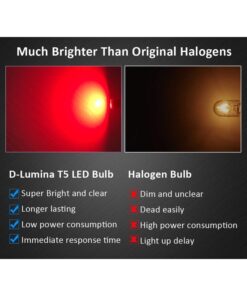 10 Lampadine LED T5 12V W1.2W Rosse SMD 5050 per Cruscotto Auto Moto