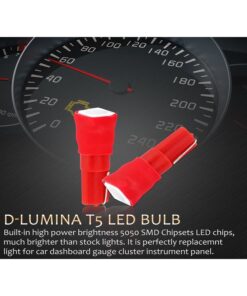 10 Lampadine LED T5 12V W1.2W Rosse SMD 5050 per Cruscotto Auto Moto