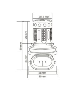 Lampada Led H8 H11 12V 21W Canbus Bianco Con Ventola In Testa Per Luce Fendinebbia