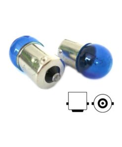 Coppia 2 Lampade Alogena G18 BA15S R5W 12V 5W Luci Posizione Colore Azzurro