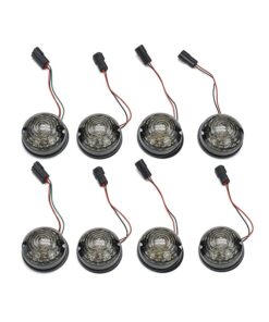 Kit 8 Fanali Led Anteriore Posteriori Laterali Lente Nero Fume Per Land Rover Defender 1983-2016 Compreso Relay CF14