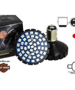 Lampada Led BAY15D 1157 Rosso Per Moto Harley Davidson Canbus No Errore Luce Posizione e Stop No Polarita 48 Smd 2835