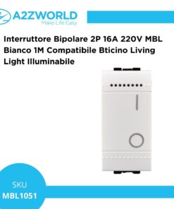 Interruttore Bipolare 2P 16A 220V MBL Bianco 1M Compatibile Bticino Living Light Illuminabile BLB0402