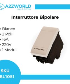 Interruttore Bipolare 2P 16A 220V MBL Bianco 1M Compatibile Bticino Living Light Illuminabile BLB0402