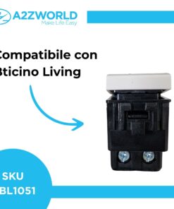 Interruttore Bipolare 2P 16A 220V MBL Bianco 1M Compatibile Bticino Living Light Illuminabile BLB0402