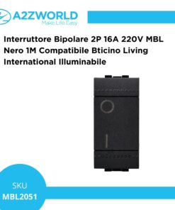 Interruttore Bipolare 2P 16A 220V MBL Nero 1M Compatibile Bticino Living International Illuminabile BLN0402