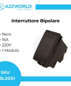 Interruttore Bipolare 2P 16A 220V MBL Nero 1M Compatibile Bticino Living International Illuminabile BLN0402
