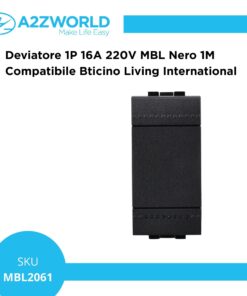 Deviatore 1P 16A 220V MBL Nero 1M Compatibile Bticino Living International BLN0801