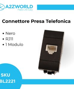 Connettore Telefonica Presa RJ11 MBL Nero 1M Compatibile Bticino Living International BLN2354