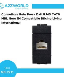 Connettore Rete Presa Dati RJ45 CAT6 MBL Nero 1M Compatibile Bticino Living International BLN2356