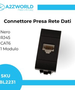 Connettore Rete Presa Dati RJ45 CAT6 MBL Nero 1M Compatibile Bticino Living International BLN2356