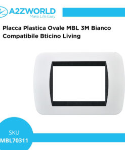 Placca Plastica Ovale MBL 3M Bianco Compatibile Bticino Living BLN88301