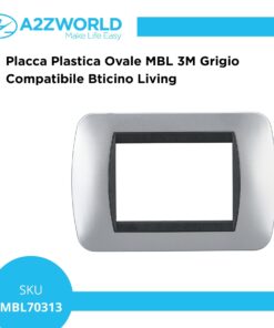 Placca Plastica Ovale MBL 3M Grigio Compatibile Bticino Living BLN88306