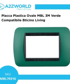 Placca Plastica Ovale MBL 3M Verde Compatibile Bticino Living