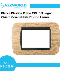 Placca Plastica Ovale MBL 3M Legno Chiaro Compatibile Bticino Living BLN88304