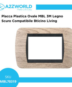 Placca Plastica Ovale MBL 3M Legno Scuro Compatibile Bticino Living BLN88305