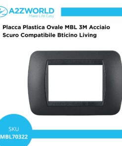 Placca Plastica Ovale MBL 3M Acciaio Scuro Compatibile Bticino Living BLN88307