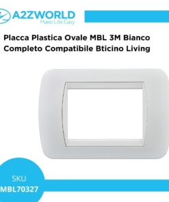 Placca Plastica Ovale MBL 3M Bianco Completo Compatibile Bticino Living BLN88318