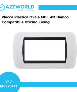 Placca Plastica Ovale MBL 4M Bianco Compatibile Bticino Living BLN88401