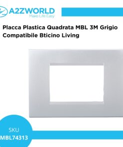 Placca Plastica Quadrata MBL 3M Grigio Compatibile Bticino Living BLN89306