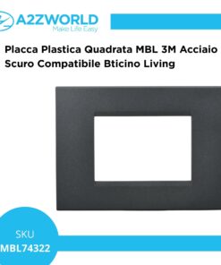Placca Plastica Quadrata MBL 3M Acciaio Scuro Compatibile Bticino Living BLN89307