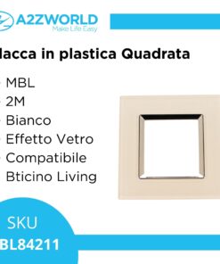 Placca Quadrata In Vetro Temperato MBL 2M Bianco Compatibile Bticino Living