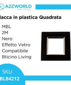 Placca Quadrata In Vetro Temperato MBL 2M Nero Compatibile Bticino Living