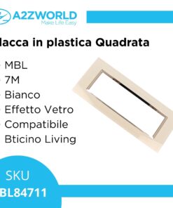 Placca Quadrata In Vetro Temperato MBL 7M Bianco Compatibile Bticino Living BLN84701