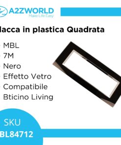 Placca Quadrata In Vetro Temperato MBL 7M Nero Compatibile Bticino Living BLN84702
