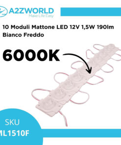 Alternative view of 10 Moduli Mattone LED 12V 1,5W 190lm Bianco 6000K IP67 Angolo Asimmetrico 10°x60°