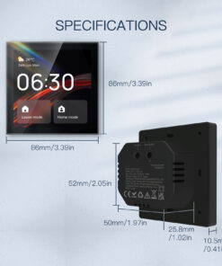 Pannello di Controllo Smart Home, Alexa Incorporato, Touchscreen 4", Automatizione per Prodotti Tuya Smart Life, Hub Zigbee 3.0 Incorporato e Gateway BLE SIG Mesh, 86X86mm, da Incasso Scatola 502